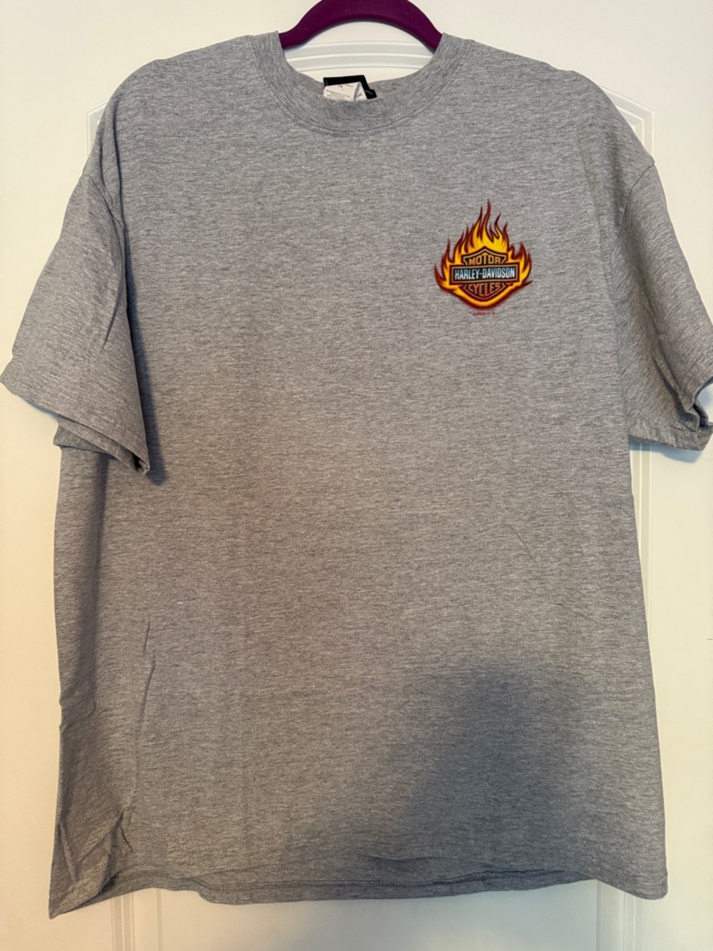 Harley-Davidson Gray Tee with Flame Shield Chest Logo